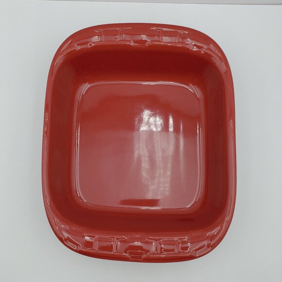 Longaberger Woven Traditions Tomato Red Baking Dish Red Square Casserole Baker - Picture 7 of 9